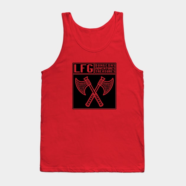 LFG Looking For Group Fighter Class Dual Axes Dungeon Tabletop RPG TTRPG Tank Top by GraviTeeGraphics